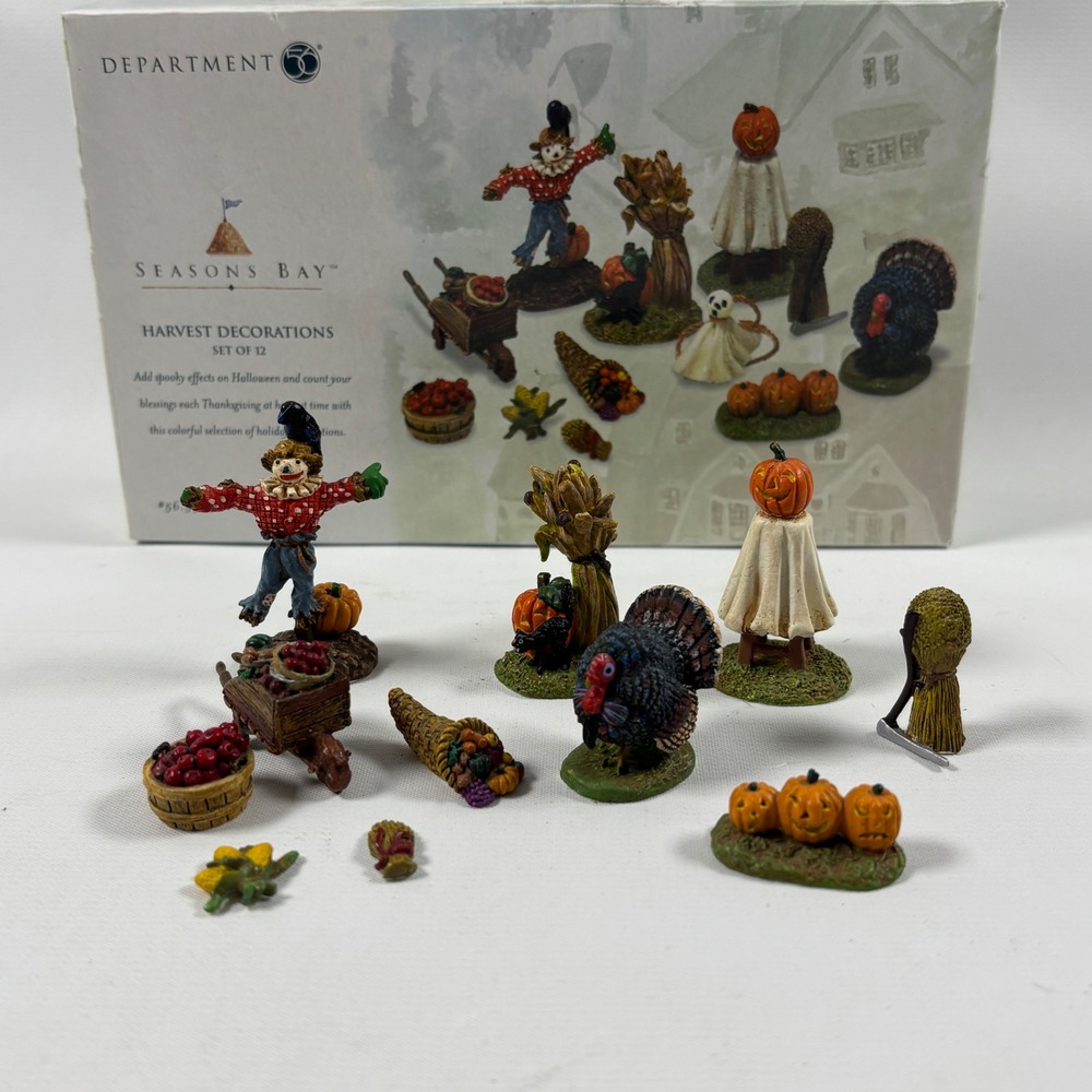 Dept 56 Seasons Bay Harvest Decorations Set Halloween Thanksgiving 56.53431